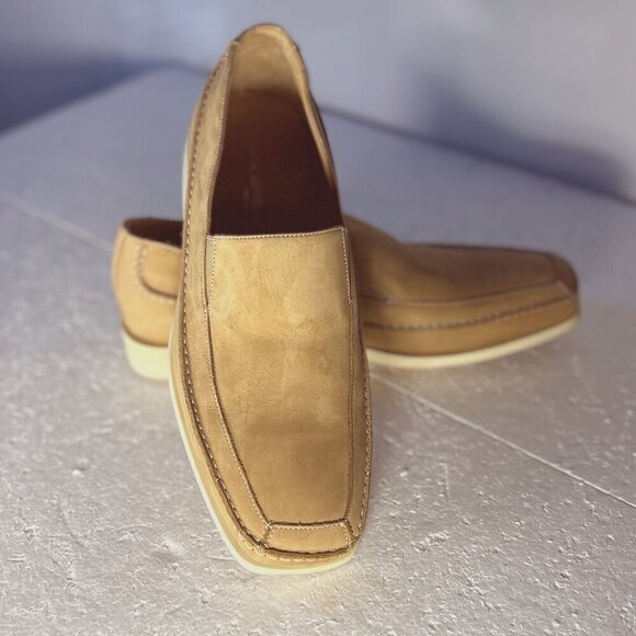 Via Spiga SZ12 Tan Suede Italian Leather slip on Old Money Office Casual Classic - Picture 1 of 8